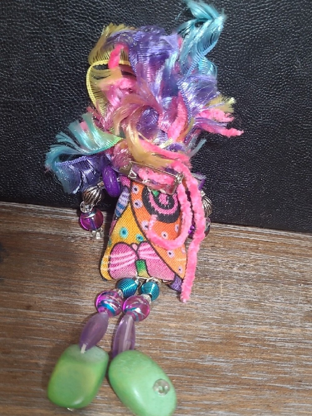 Colorful Handmade Beaded Doll Pin - Picture 2 of 5